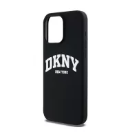   DKNY Liquid Silicone White Printed Logo Apple iPhone 13 Pro Max Magsafe hátlap tok, fekete, DKHMP13XSNYACH