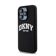   DKNY Liquid Silicone White Printed Logo Apple iPhone 13 Pro / 13 Magsafe hátlap tok, fekete, DKHMP13LSNYACH