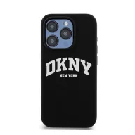   DKNY Liquid Silicone White Printed Logo Apple iPhone 13 Pro / 13 Magsafe hátlap tok, fekete, DKHMP13LSNYACH