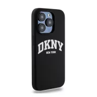   DKNY Liquid Silicone White Printed Logo Apple iPhone 13 Pro / 13 Magsafe hátlap tok, fekete, DKHMP13LSNYACH