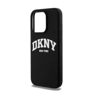   DKNY Liquid Silicone White Printed Logo Apple iPhone 13 Pro / 13 Magsafe hátlap tok, fekete, DKHMP13LSNYACH