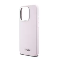   DKNY Liquid Silicone Small Metal Logo Apple iPhone 14 Pro Magsafe hátlap tok, rózsaszín,  DKHMP14LSMCHLP