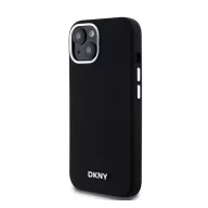   DKNY Liquid Silicone Small Metal Logo Apple iPhone 15 Plus / 14 Plus Magsafe hátlap tok, fekete, DKHMP15MSMCHLK