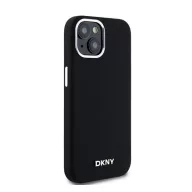   DKNY Liquid Silicone Small Metal Logo Apple iPhone 15 Plus / 14 Plus Magsafe hátlap tok, fekete, DKHMP15MSMCHLK