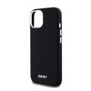 DKNY Liquid Silicone Small Metal Logo Apple iPhone 15 Plus / 14 Plus Magsafe hátlap tok, fekete, DKHMP15MSMCHLK