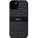 DKNY PU Leather Repeat Pattern Tonal Stripe Apple iPhone 15 Plus hátlap tok, fekete