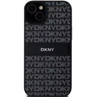   DKNY PU Leather Repeat Pattern Tonal Stripe Apple iPhone 15 Plus hátlap tok, fekete