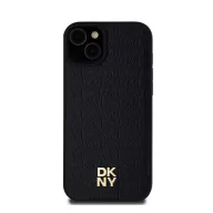   DKNY PU Leather Repeat Pattern Stack Logo Apple iPhone 15 Plus Magsafe kompatibilis hátlap tok, fekete