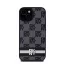 DKNY PU Leather Checkered Pattern and Stripe Apple iPhone 15 hátlap tok, fekete