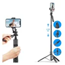 Selfie bot, 34 - 153 cm, 360°-ban forgatható, exponáló gombbal, bluetooth-os, tripod funkció, fekete