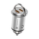 Forcell F-energy Mini autós szivargyújtó töltő 2xUSB-C, PD, 30W, ezüst