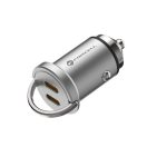 Forcell F-energy Mini autós szivargyújtó töltő 2xUSB-C, PD, 30W, ezüst