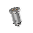 Forcell F-energy Mini autós szivargyújtó töltő 2xUSB-C, PD, 30W, ezüst