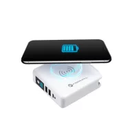   Forcell 4in1 univerzális töltő, Power bank / külső akkumulátor / power bank vezeték nélküli töltéssel, USB/USB-C, (15W/8000mAh) fehér
