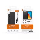 Xiaomi Redmi 12 4G/5G bőr hatású oldalra nyíló gyári tok karpánttal, fekete
