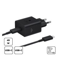   Samsung hálózati adapter USB-C + USB-C kábellel, PD, 45W, Fekete