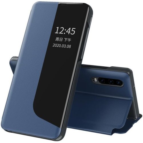 Huawei P20, Oldalra nyíló tok, stand, hívás mutatóval, Wooze FashionBook, kék