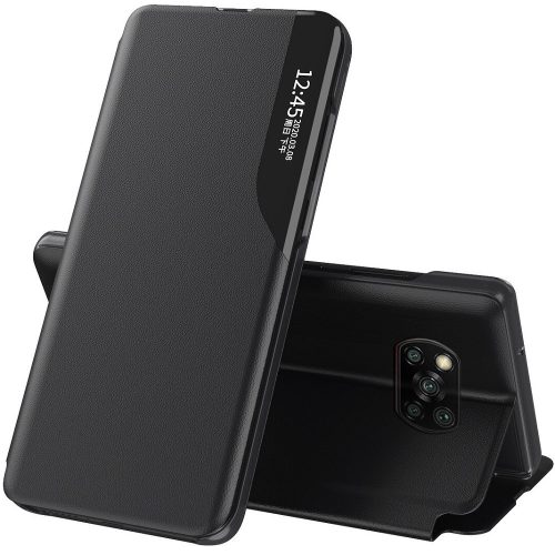 Huawei P20 Lite, Oldalra nyíló tok, stand, hívás mutatóval, Wooze FashionBook, fekete