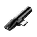 Baseus USB-C-USB-C+Mini Jack 3,5 mm audio adapter, fekete