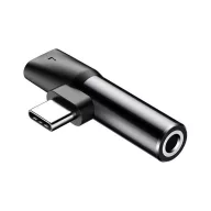 Baseus USB-C-USB-C+Mini Jack 3,5 mm audio adapter, fekete