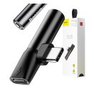 Baseus USB-C-USB-C+Mini Jack 3,5 mm audio adapter, fekete