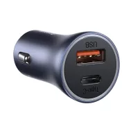   Baseus Golden Contactor Pro autós szivargyújtó töltő, USB-A + USB-C, QC4.0, PD, SCP, 40W, szürke