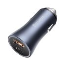 Baseus Golden Contactor Pro autós szivargyújtó töltő, USB-A + USB-C, QC4.0, PD, SCP, 40W, szürke