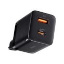 Baseus Super Si Pro gyorstöltő USB-A+ USB-AUSB-C, 30W, fekete
