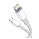 Baseus USB-C / Lightning töltő- és adatkábel, nagy sűrűségű fonott, 20 W, PD, 2 m, fehér