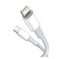   Baseus USB-C / Lightning töltő- és adatkábel, nagy sűrűségű fonott, 20 W, PD, 2 m, fehér