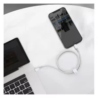   Baseus USB-C / Lightning töltő- és adatkábel, nagy sűrűségű fonott, 20 W, PD, 2 m, fehér