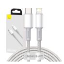 Baseus USB-C / Lightning töltő- és adatkábel, nagy sűrűségű fonott, 20 W, PD, 2 m, fehér