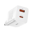 Baseus Super Si Pro gyorstöltő USB-A+ USB-AUSB-C, 30W, fehér