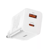   Baseus Super Si Pro gyorstöltő USB-A+ USB-AUSB-C, 30W, fehér