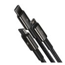 Baseus Tungsten Gold 3in1 USB-kábel, USB / micro-USB / USB-C / Lightning, 3,5 A, 1,5 m, fekete