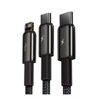  Baseus Tungsten Gold 3in1 USB-kábel, USB / micro-USB / USB-C / Lightning, 3,5 A, 1,5 m, fekete