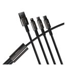 Baseus Tungsten Gold 3in1 USB-kábel, USB / micro-USB / USB-C / Lightning, 3,5 A, 1,5 m, fekete