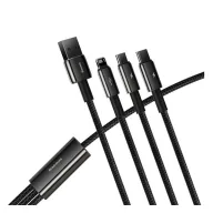  Baseus Tungsten Gold 3in1 USB-kábel, USB / micro-USB / USB-C / Lightning, 3,5 A, 1,5 m, fekete