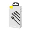 Baseus Tungsten Gold 3in1 USB-kábel, USB / micro-USB / USB-C / Lightning, 3,5 A, 1,5 m, fekete