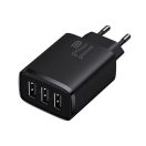 Baseus kompakt gyorstöltő 3x USB, 17W, Fekete