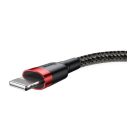 Baseus Cafule USB / Lightning töltő- és adatkábel, 1,5A, 2m, fekete-piros