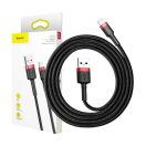 Baseus Cafule USB / Lightning töltő- és adatkábel, 1,5A, 2m, fekete-piros