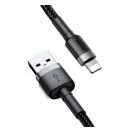 Baseus Cafule USB / Lightning töltő- és adatkábel, 1,5A, 2m, szürke-fekete