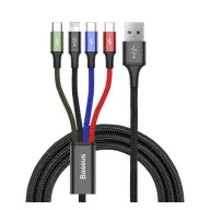   Baseus Fast 4in1 töltő- és adatkábel USB / 2x USB-C / Lightning / MicroUSB 3,5A, 1.2 m, fekete