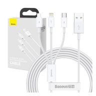   Baseus Superior Series 3in1 töltő- és adatkábel, USB / microUSB / USB-C / Lightning, 3,5 A, 1,2 m, fehér