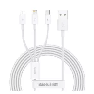   Baseus Superior Series 3in1 töltő- és adatkábel, USB / microUSB / USB-C / Lightning, 3,5 A, 1,2 m, fehér