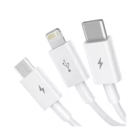   Baseus Superior Series 3in1 töltő- és adatkábel, USB / microUSB / USB-C / Lightning, 3,5 A, 1,2 m, fehér