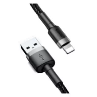   Baseus Cafule USB / Lightning töltő- és adatkábel, 2.4A, 1 m, szürke-fekete