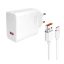 Xiaomi MDY-12-EH gyári hálózati töltő adapter USB-A+ USB-C kábel, 67W, fehér, ECO csomagolásban