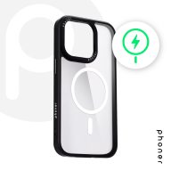   Phoner Custom Hybrid Apple iPhone 13 Pro MagSafe kompatibilis hátlap tok, fekete (fekete gombokkal)